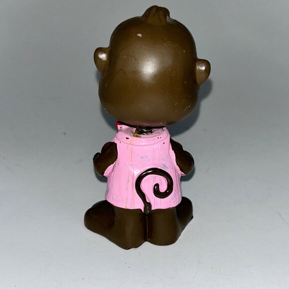 Valentine’s Day Monkey Bobblehead Nodder Pink Shirt Holding Red Hearts Figurine - Picture 3 of 5